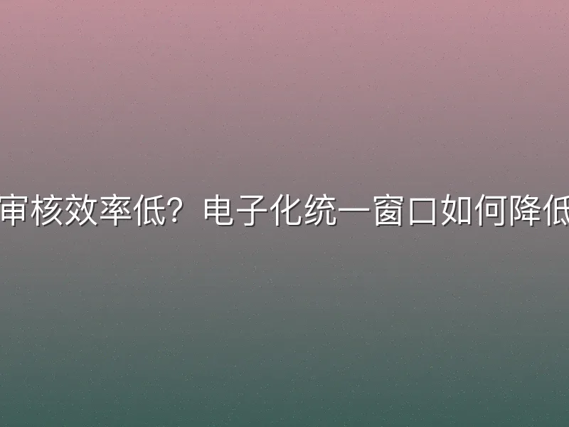 纸质材料审核效率低？电子化统一窗口如何降低纠纷风险